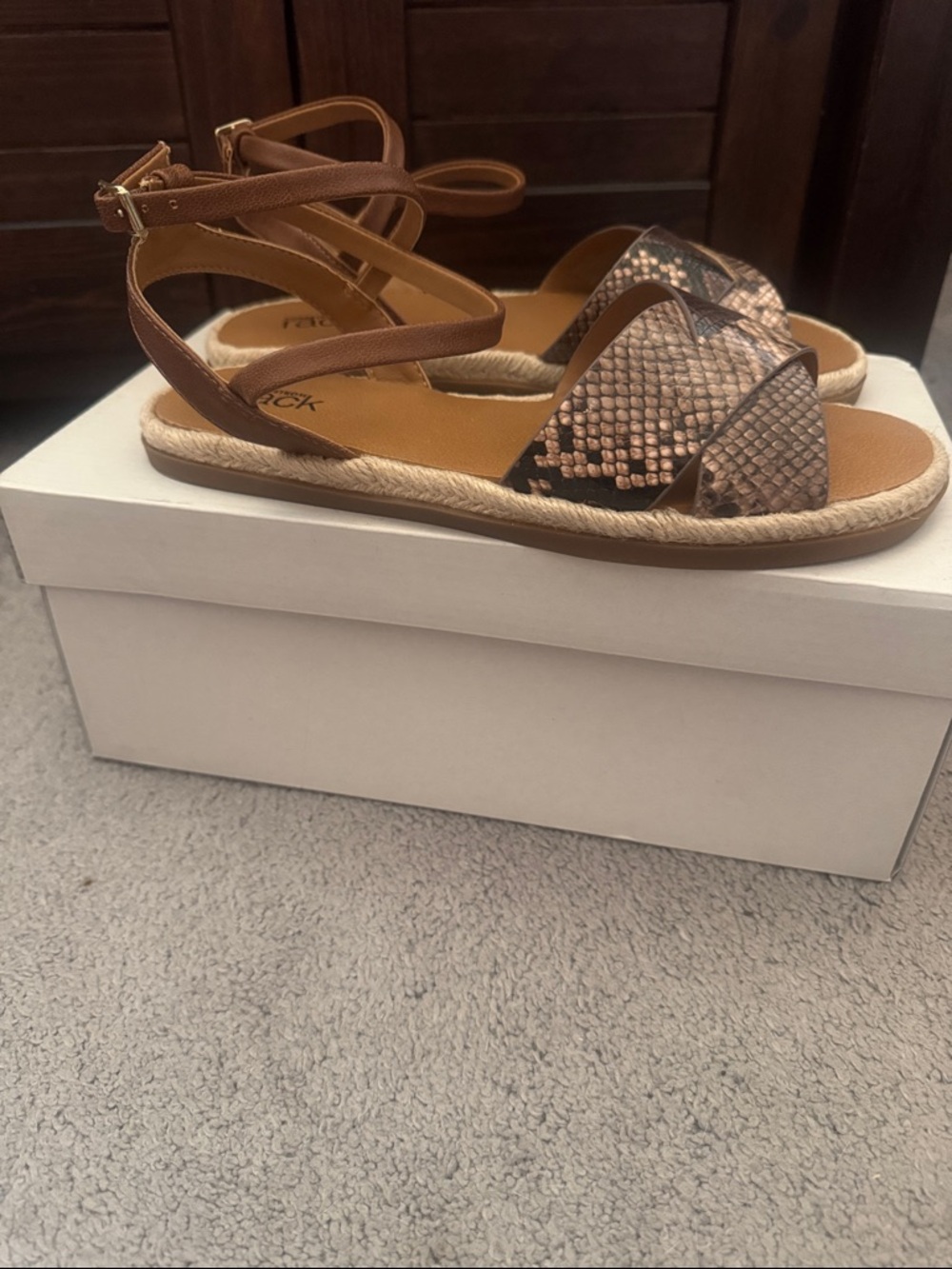 Nordstrom Rack Polly Tan Snake-Print Espadrille Sandals - Picture 4 of 4